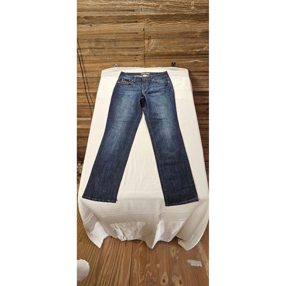 Faded Glory Womens Straight Leg Jeans Dark Wash Size 14A Stretch Denim‎ Classic